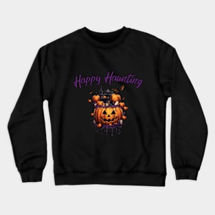 Happy halloween, pumpkin, haunted house Crewneck Sweatshirt